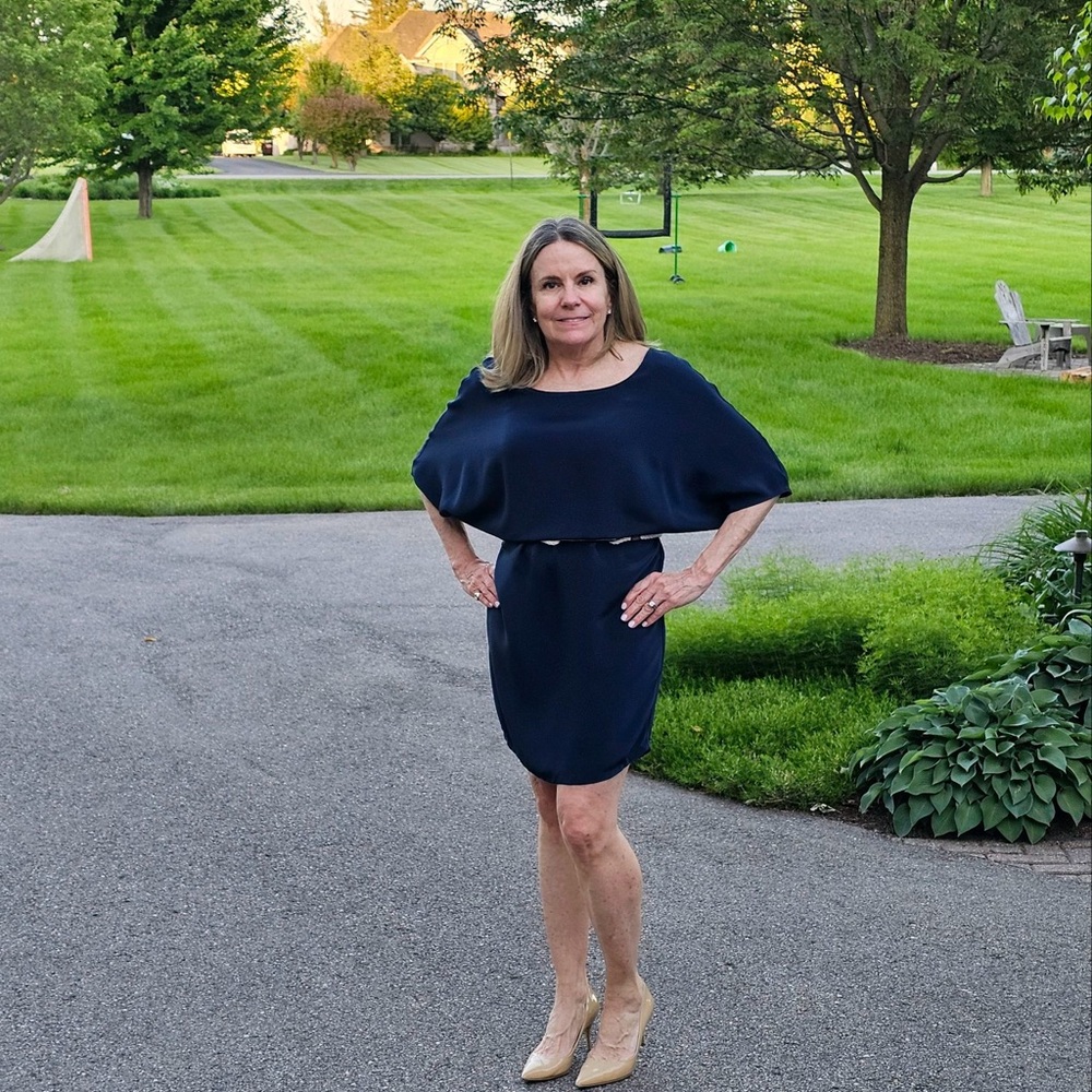 Vince brand navy blue silk tunic dress.